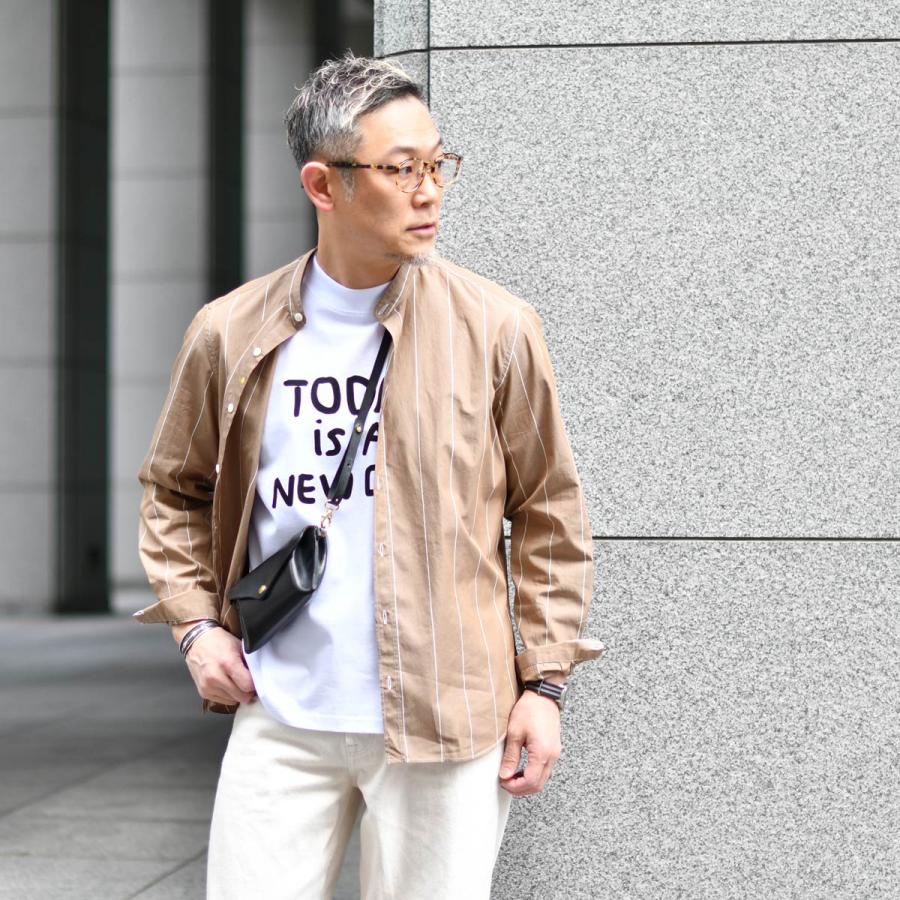 Giannetto【ジャンネット】コットンバンドカラーシャツ VINCIFIT(Relax recommend) 206700VLU 0004 ストライプ ブラウン | GIANNETTO | 08