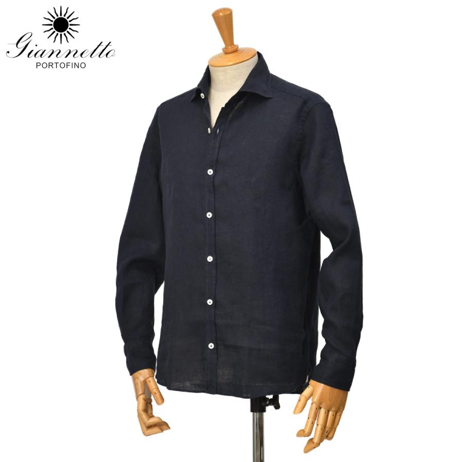 Giannetto【ジャンネット】リネンシャツ VINCIFIT(Relax recommend) 840700V81 0009 ネイビー | GIANNETTO