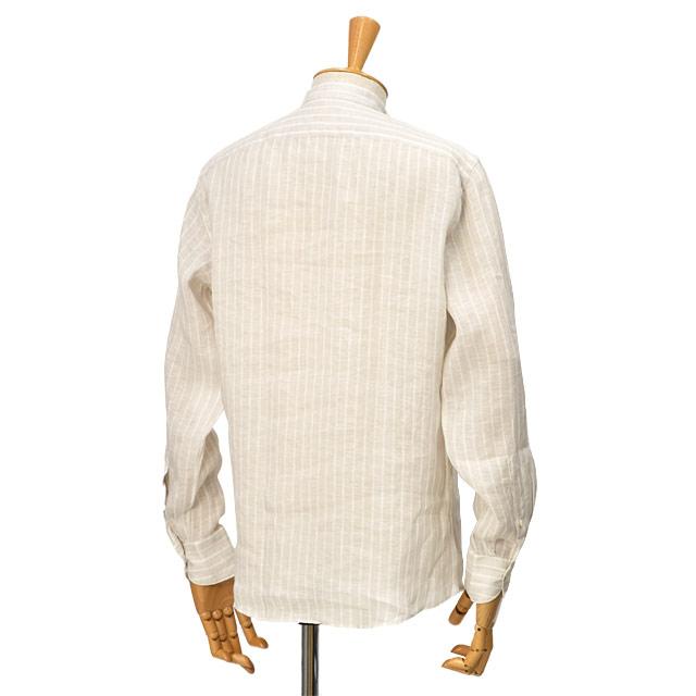 Giannetto【ジャンネット】リネンバンドカラーシャツ VINCIFIT(Relax recommend) 866700VLU 0001 ストライプ ライトベージュ | GIANNETTO | 03