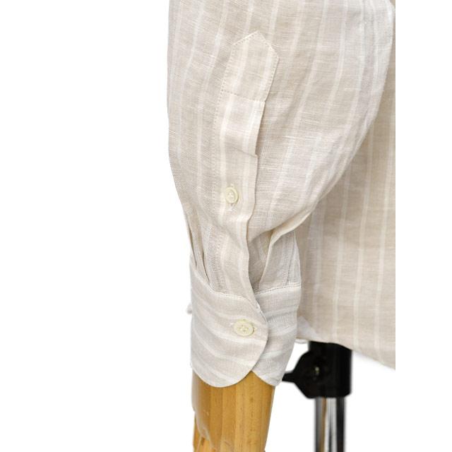Giannetto【ジャンネット】リネンバンドカラーシャツ VINCIFIT(Relax recommend) 866700VLU 0001 ストライプ ライトベージュ | GIANNETTO | 05