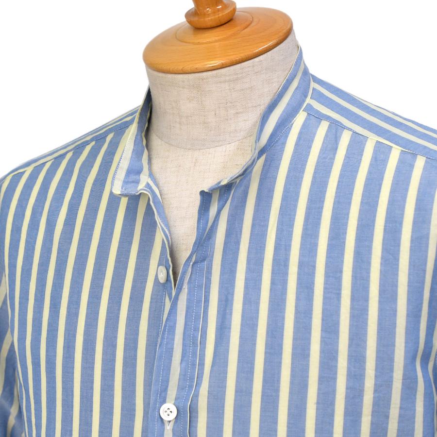 Giannetto【ジャンネット】コットンバンドカラーシャツ VINCIFIT(Relax recommend) 209700VLU 0003 ストライプ ブルーイエロー | GIANNETTO | 01