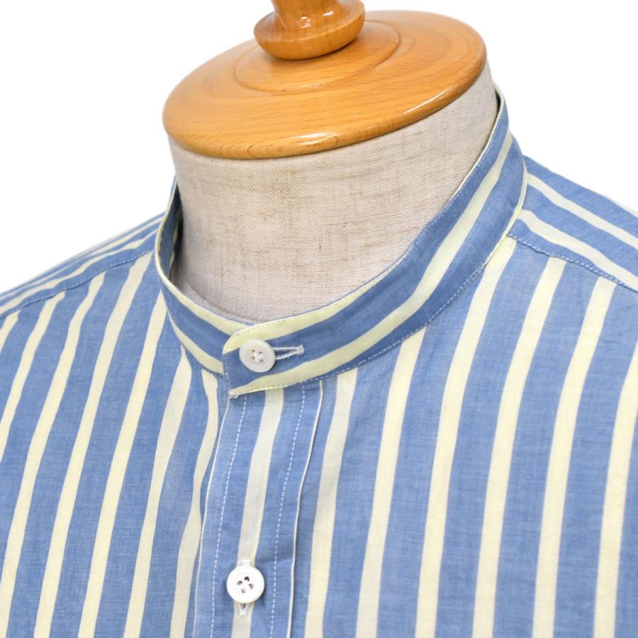Giannetto【ジャンネット】コットンバンドカラーシャツ VINCIFIT(Relax recommend) 209700VLU 0003 ストライプ ブルーイエロー | GIANNETTO | 02