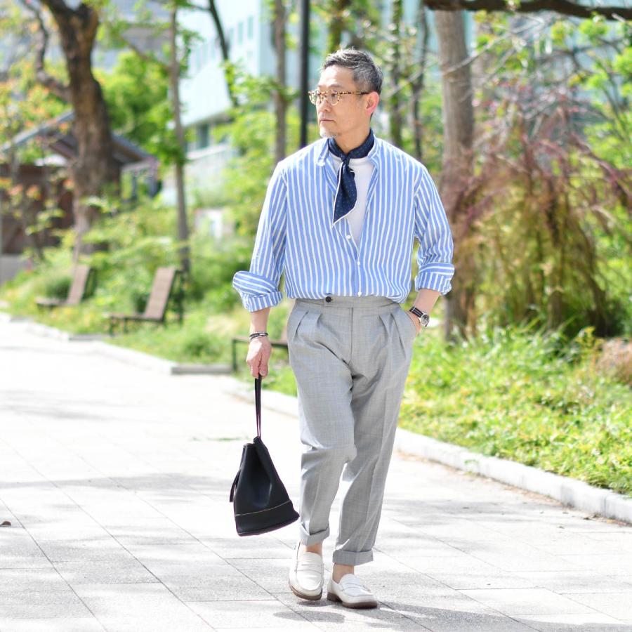 Giannetto【ジャンネット】コットンバンドカラーシャツ VINCIFIT(Relax recommend) 209700VLU 0003 ストライプ ブルーイエロー | GIANNETTO | 07