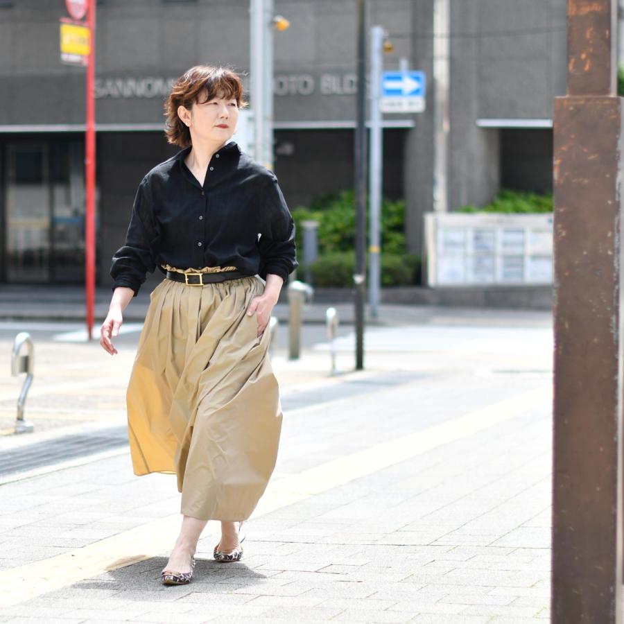 HERNO【ヘルノ】タフタロングスカート GN000044D 12483Z 2113 ポリエステル ベージュの画像