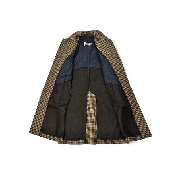 HERNO【ヘルノ】ステンカラーコート CA000210U 33460 7780 ハウンドトゥース 千鳥格子 ウール ブラウンの画像