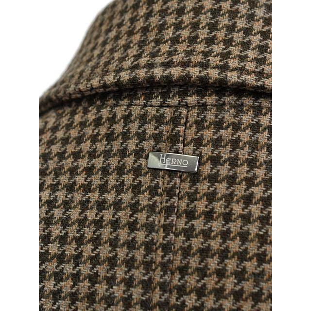 HERNO【ヘルノ】ステンカラーコート CA000210U 33460 7780 ハウンドトゥース 千鳥格子 ウール ブラウンの画像