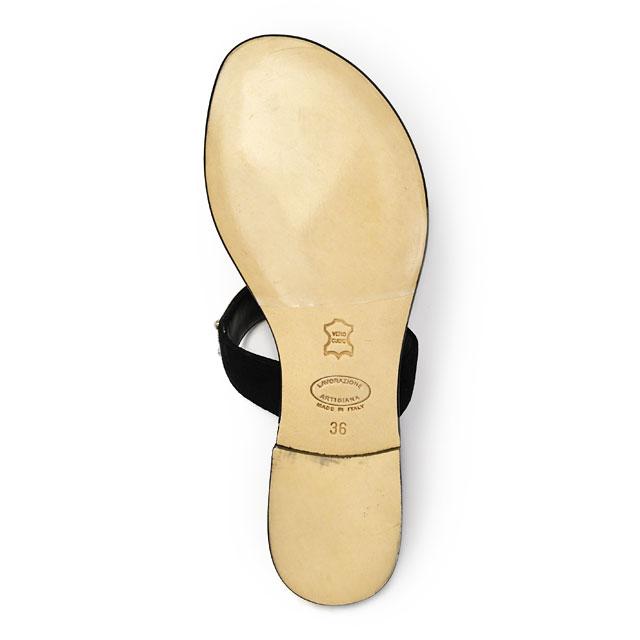 il Sandalo【イル サンダロ】ゴールドプレートサンダル　ブラック il sandalo of capri Sandalo【イル サンダロ】ゴールドプレート