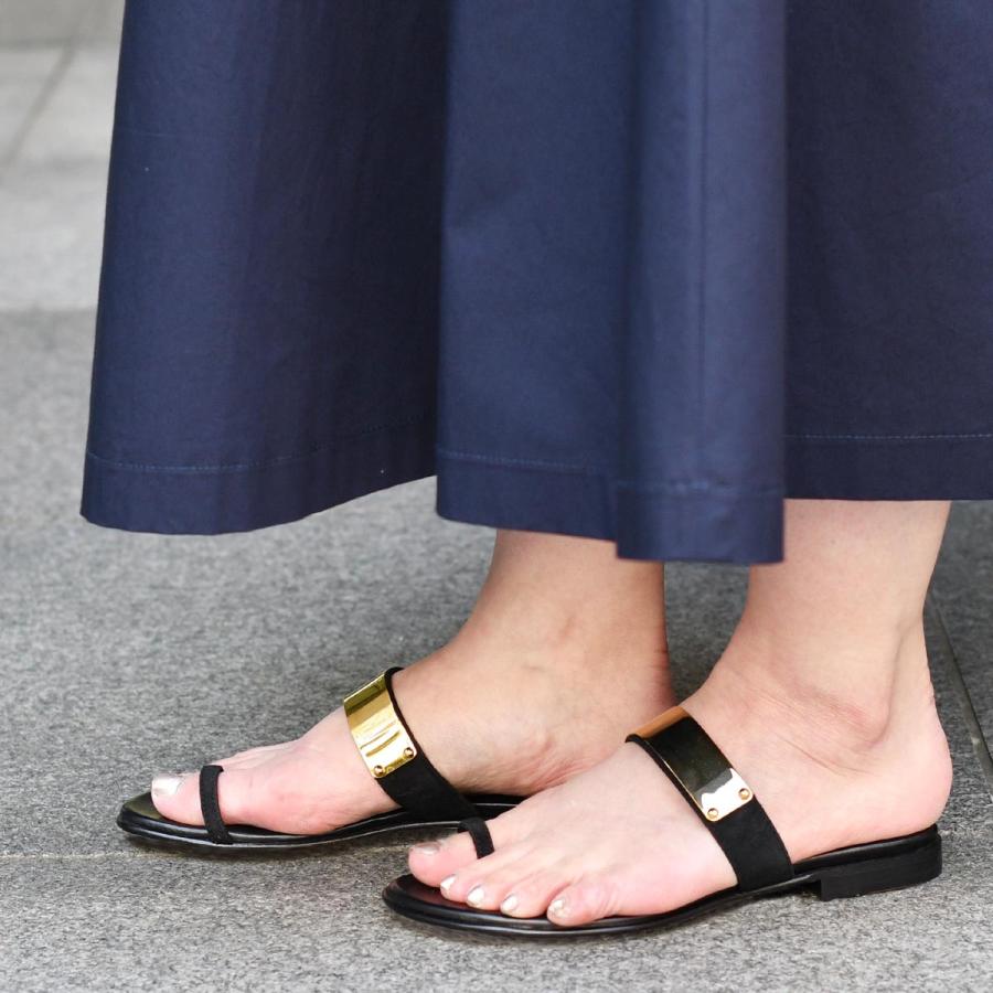 il Sandalo【イル サンダロ】ゴールドプレートサンダル　ブラック il sandalo of capri Sandalo【イル サンダロ】ゴールドプレート