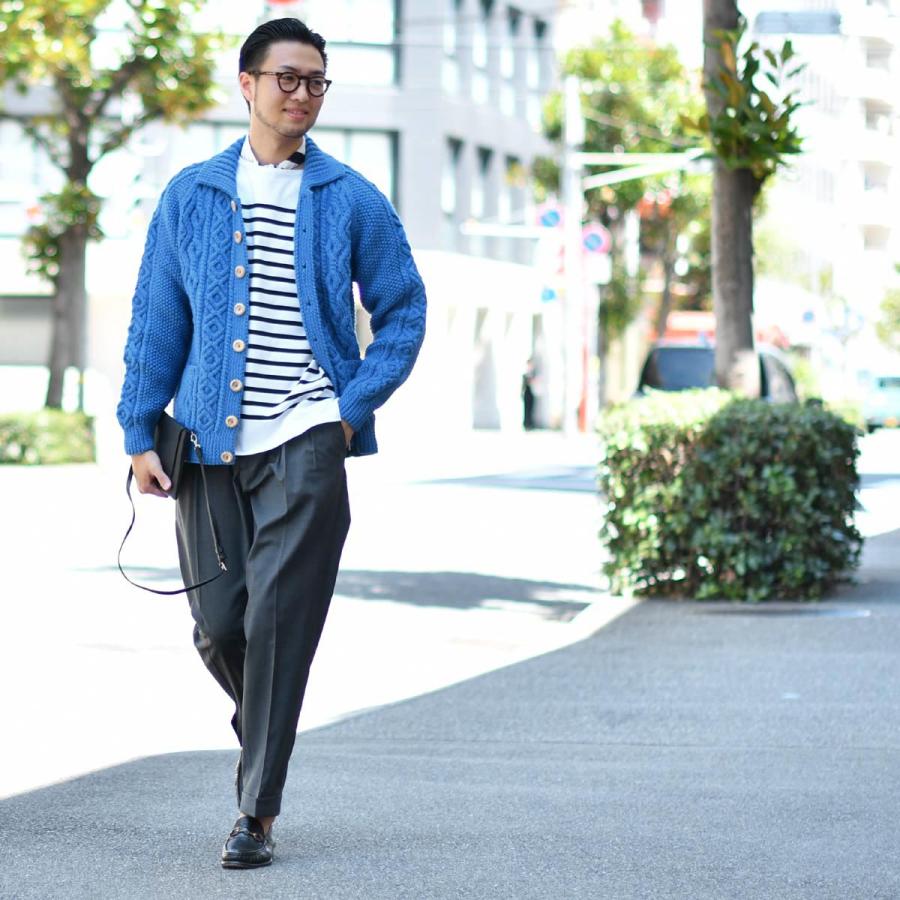 美品 インバーアラン 3A カーディガン セーター ブルー INVERALLAN 【SALE】INVERALLAN【インバーアラン】3A ランバー