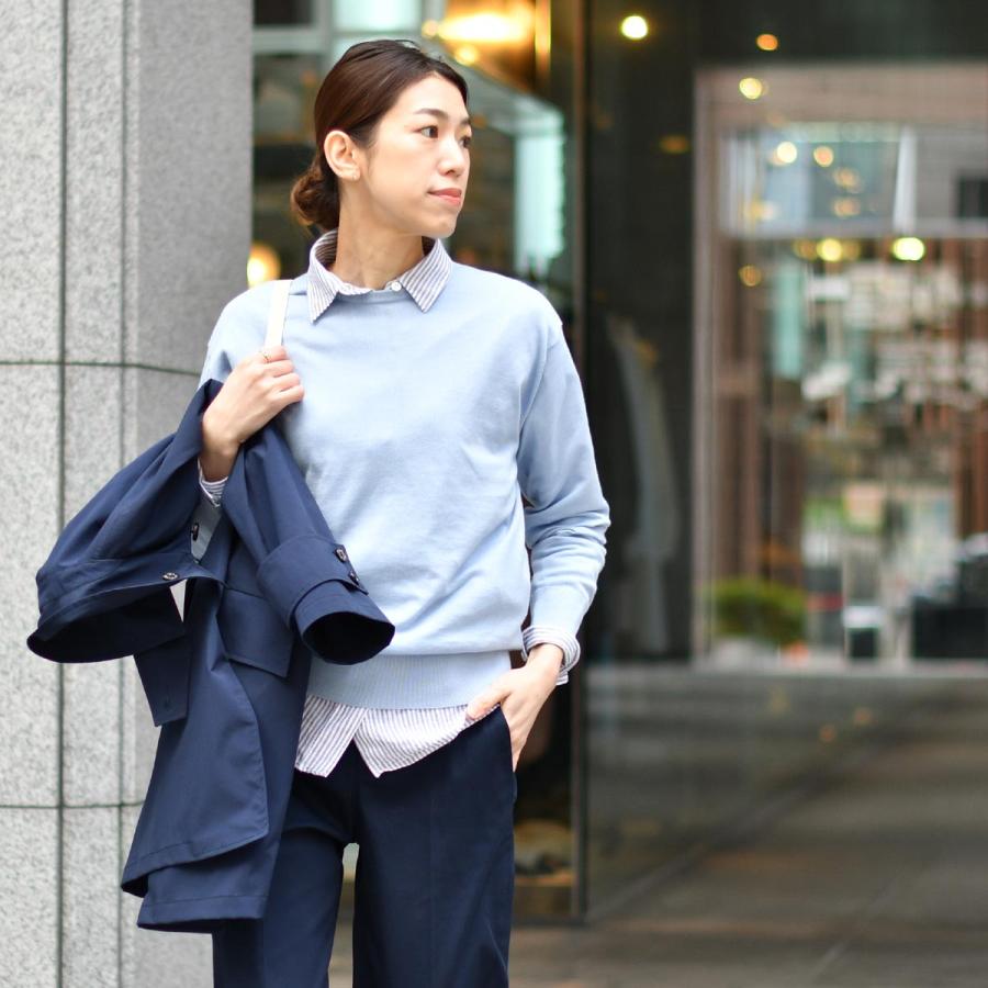 JOHN SMEDLEY【ジョンスメドレー】クルーネック長袖ニット 30G EMMA MIRAGE BLUE コットン ライトブルー｜cinqessentiel｜06