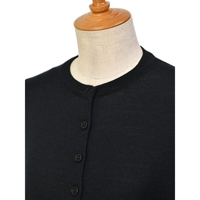 JOHN SMEDLEY ブラック カーディガン M クルーネック JOHN SMEDLEY SMEDLEY【ジョンスメドレー】クルーネック