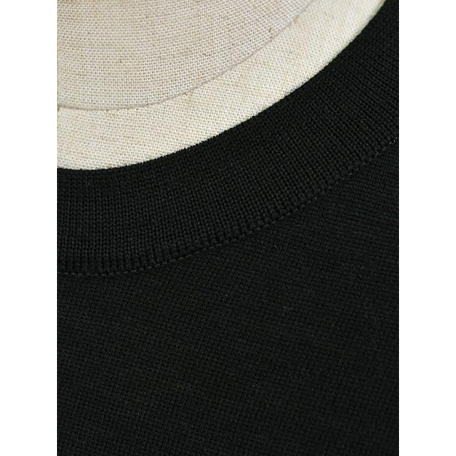 JOHN SMEDLEY【ジョンスメドレー】ノースリーブニット 30G A4826 01 BLACK / SNOW WHITE ウール ブラック | JOHN SMEDLEY | 04