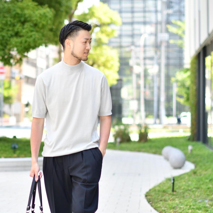 JOHN SMEDLEY【ジョンスメドレー】モックネックニット 30G S4627 CLOUD コットン ライトグレー｜cinqessentiel｜06