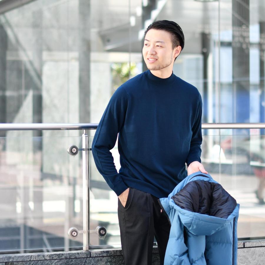 美品 ジョンスメドレー モックネック ニット イギリス製 ピュアウール メンズ JOHN SMEDLEY ジョンスメドレー モックネックニット メンズ