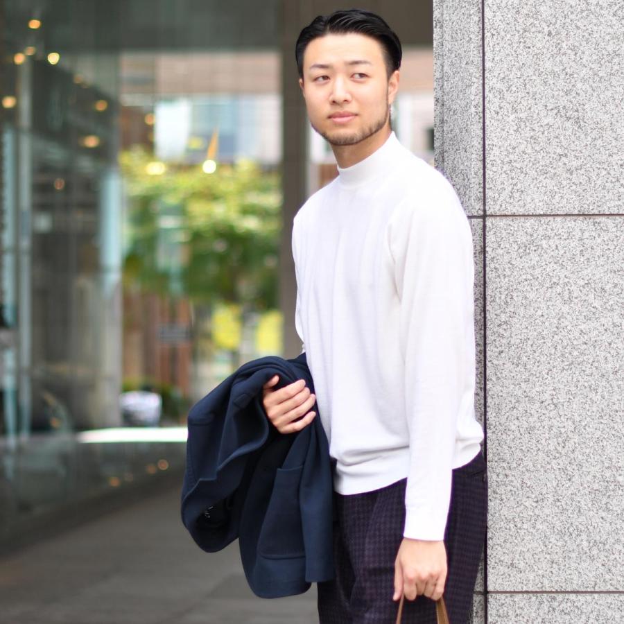 JOHN SMEDLEY【ジョンスメドレー】モックネックニット 30G MODERN FIT KILDAY SNOW WHITE ウール ホワイト JOHN SMEDLEY【ジョンスメドレー】モックネックニット 30G MODERN FIT KILDAY SNOW WHITE ウール ホワイト