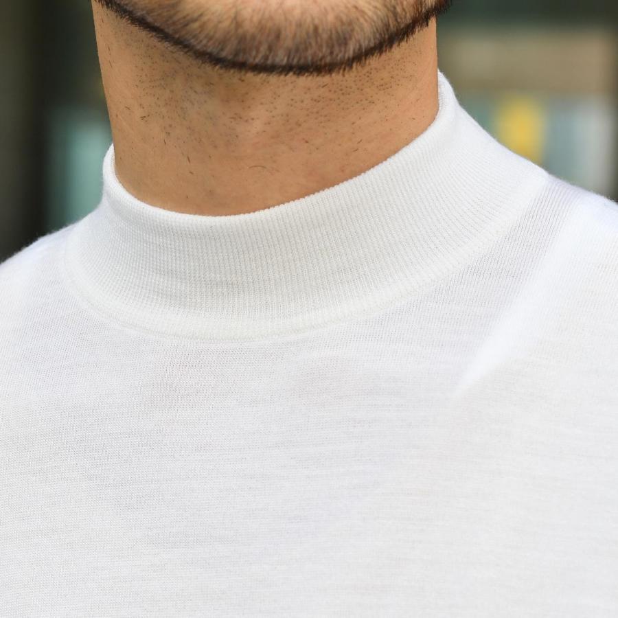 【9/30迄出品】ジョンスメドレー 30ゲージ モックネックニット ホワイト JOHN SMEDLEY｜ジョンスメドレー日本公式