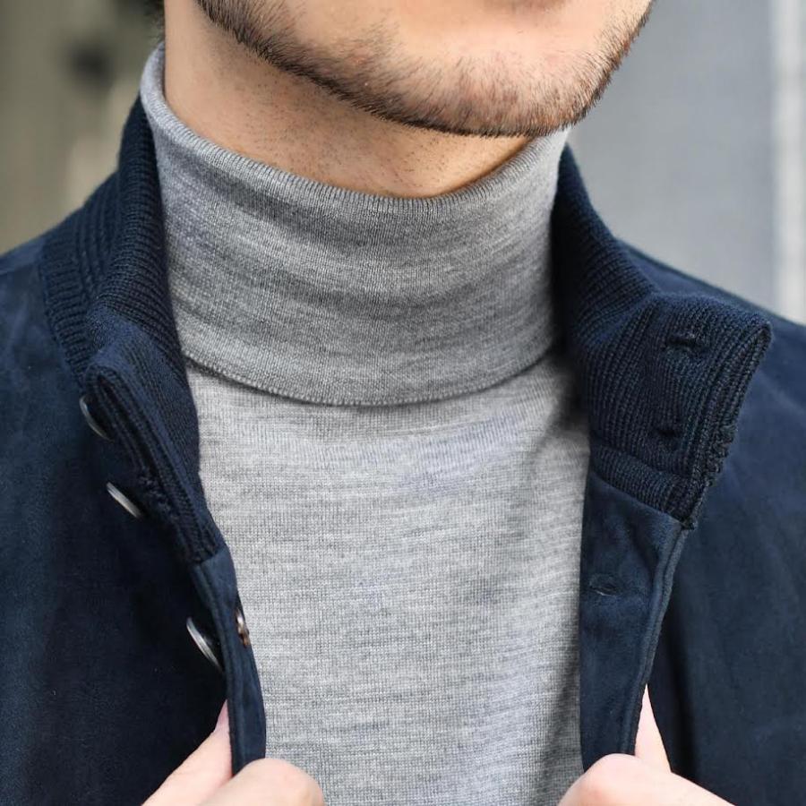 【美品・現行】ジョンスメドレー タートルネック ニット M グレー ハイゲージ JOHN SMEDLEY ジョンスメドレー ニットトップス CHERWELL