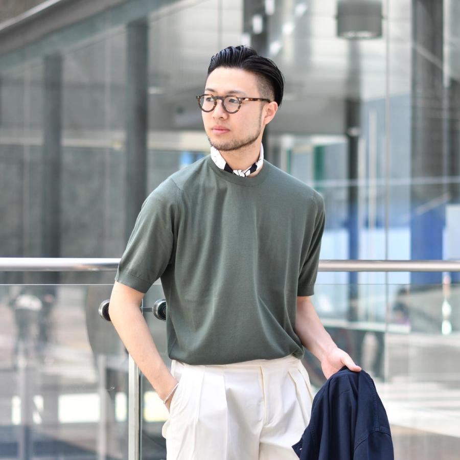 JOHN SMEDLEY【ジョンスメドレー】クルーネックニット 30G EASY FIT KEMPTON PALM コットン カーキ｜cinqessentiel｜06