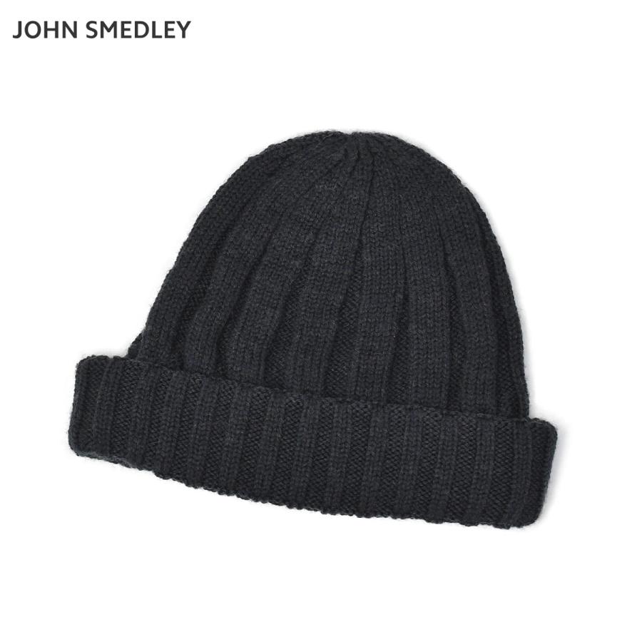 JOHN SMEDLEY【ジョンスメドレー】ニットキャップ HICKORY HEPBURN SMOKE ウール チャコールグレー | JOHN SMEDLEY