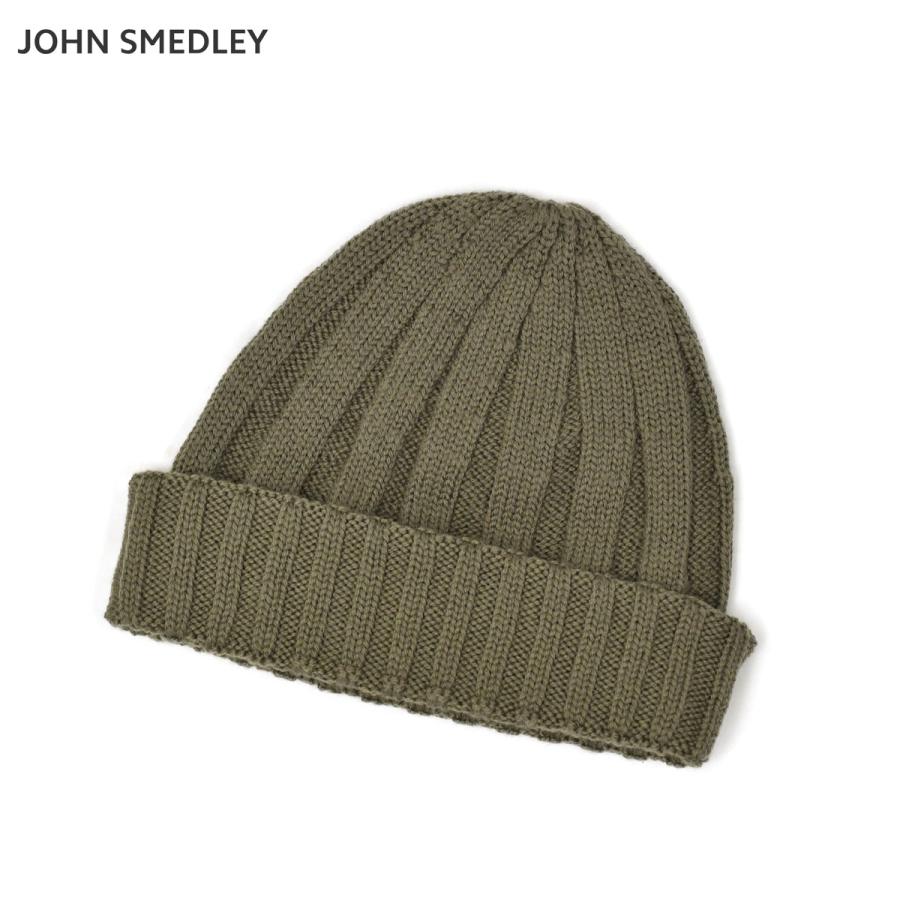 JOHN SMEDLEY【ジョンスメドレー】ニットキャップ HICKORY MANSFIELD GREEN ウール オリーブ | JOHN SMEDLEY