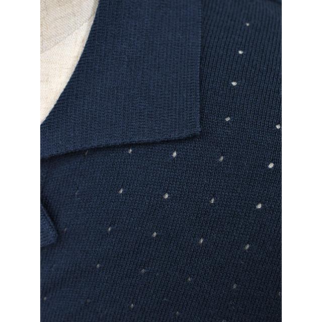 JOHN SMEDLEY【ジョンスメドレー】アイレット柄半袖カーディガン 24G ROWARTH FRENCH NAVY シーアイランドコットン ネイビーブルー | JOHN SMEDLEY | 03