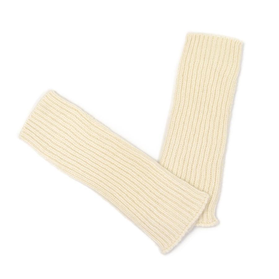 Joshua Ellis【ジョシュア エリス】ニットグローブ K01_RIB 40113 Undyed カシミヤ オフホワイト | Joshua Ellis