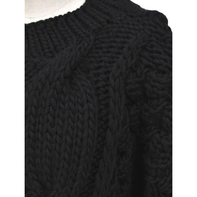 【50％OFF】【sizeXS】【返品交換不可】MIRSTORES【ミストアズ】ケーブルクルーネックニット 48121003 BLACK ウール ブラック | MIRSTORES | 02