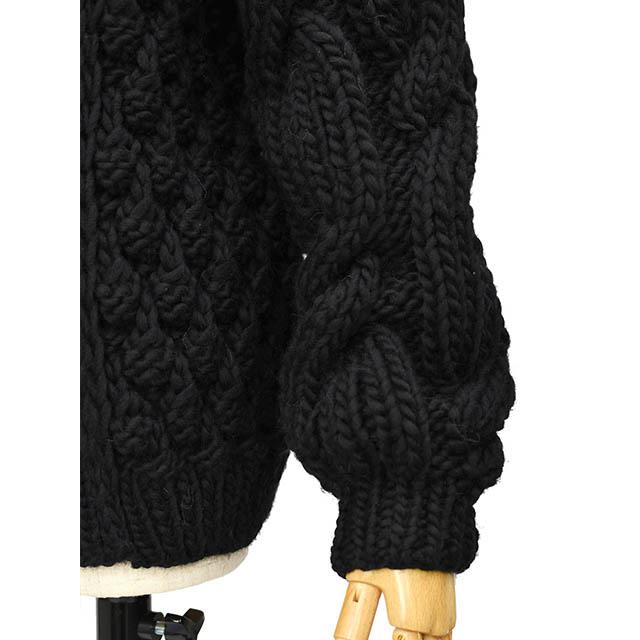【50％OFF】【sizeXS】【返品交換不可】MIRSTORES【ミストアズ】ケーブルクルーネックニット 48121003 BLACK ウール ブラック | MIRSTORES | 03