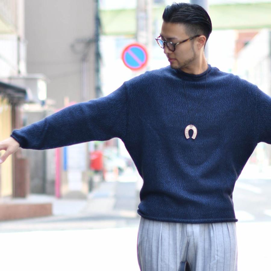 MOTHER HAND artisan【マザーハンド アルチザン】クルーネック MONS MHa 17-QU PATRI.BLUE シルクモヘア ダークブルーの画像