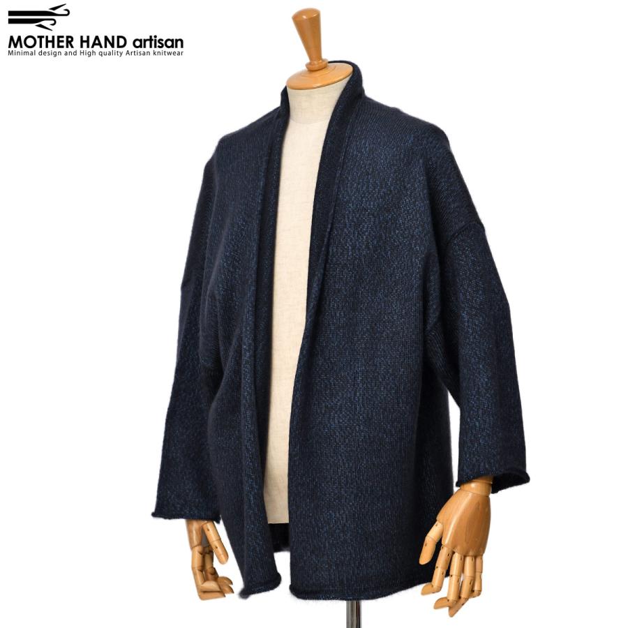 MAATEE&SONS SILK混ボタンレスカーディガン サイズ3 ネイビー MOTHER HAND artisan【マザーハンド アルチザン】ボタンレス