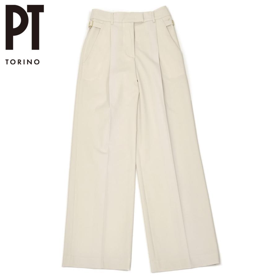 PT TORINO【ピーティートリノ】ワイドパンツ ISABEL MA37 0015 ウール ポリウレタン アイボリー | PT TORINO