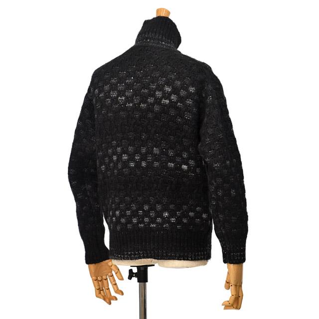 roberto collina【ロベルト コリーナ】モックネックニット 46006 NERO GRI アルパカ ウール ポリアミド ブラック グレーの画像