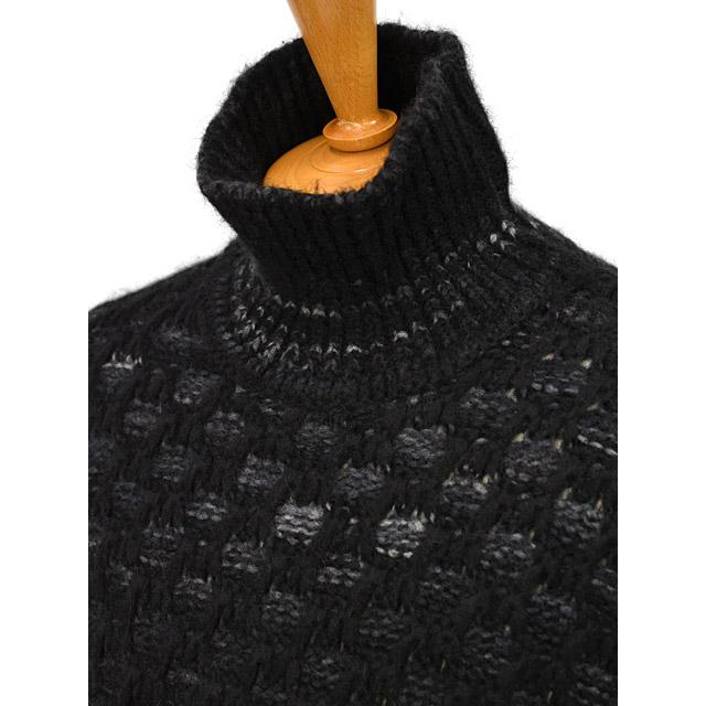 roberto collina【ロベルト コリーナ】モックネックニット 46006 NERO GRI アルパカ ウール ポリアミド ブラック グレーの画像