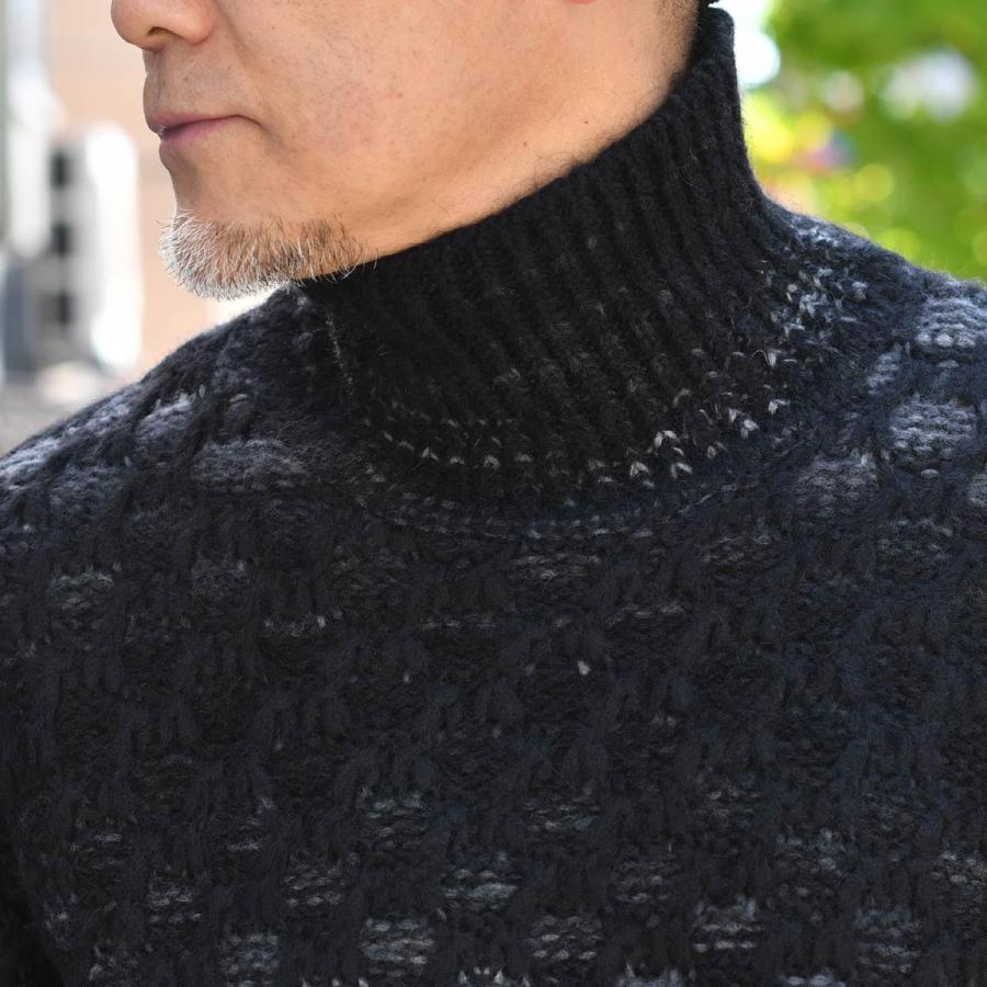 roberto collina【ロベルト コリーナ】モックネックニット 46006 NERO GRI アルパカ ウール ポリアミド ブラック グレーの画像