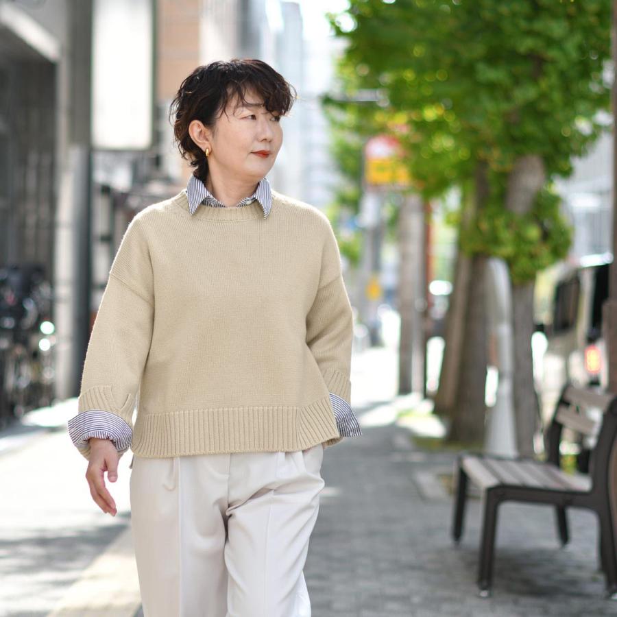 SCAGLIONE【スカリオーネ】ラウンドネックニット DRM126 231 HEMP ウール ベージュ |  | 06