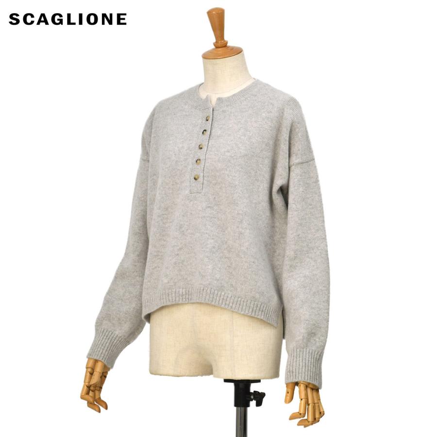 SCAGLIONE【スカリオーネ】ヘンリーネックニット DRK072 038 LTGREY カシミヤ ライトグレー | 
