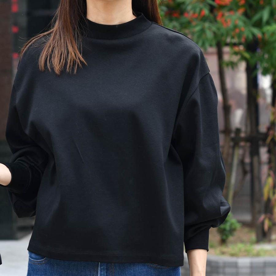 three dots【スリードッツ】長袖カットソー HS2001Y 019 BLACK コットン ブラック three dots dots【スリードッツ】モックネック長袖カットソー