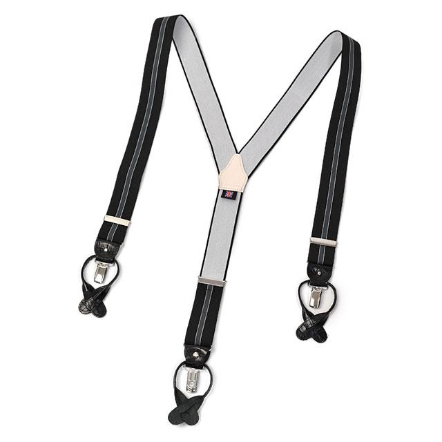 ALBERT THURSTON【アルバートサーストン】サスペンダー/ブレイシス 35MM 2202 146 46A クロコ型押し ストライプ ブラック | albert thurston | 01