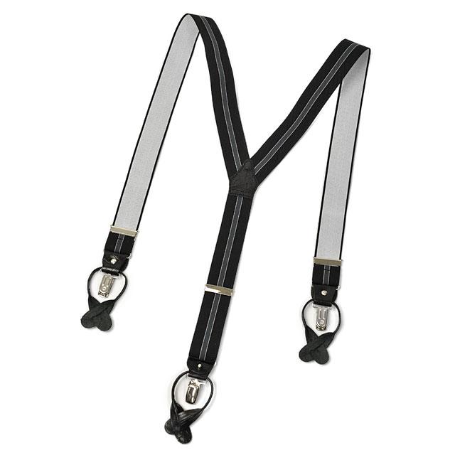 ALBERT THURSTON【アルバートサーストン】サスペンダー/ブレイシス 35MM 2202 146 46A クロコ型押し ストライプ ブラック | albert thurston | 02