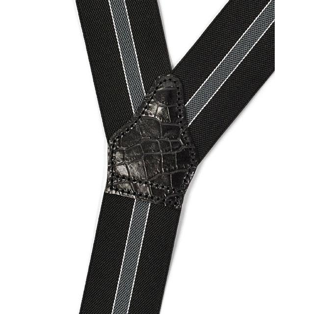 ALBERT THURSTON【アルバートサーストン】サスペンダー/ブレイシス 35MM 2202 146 46A クロコ型押し ストライプ ブラック | albert thurston | 03