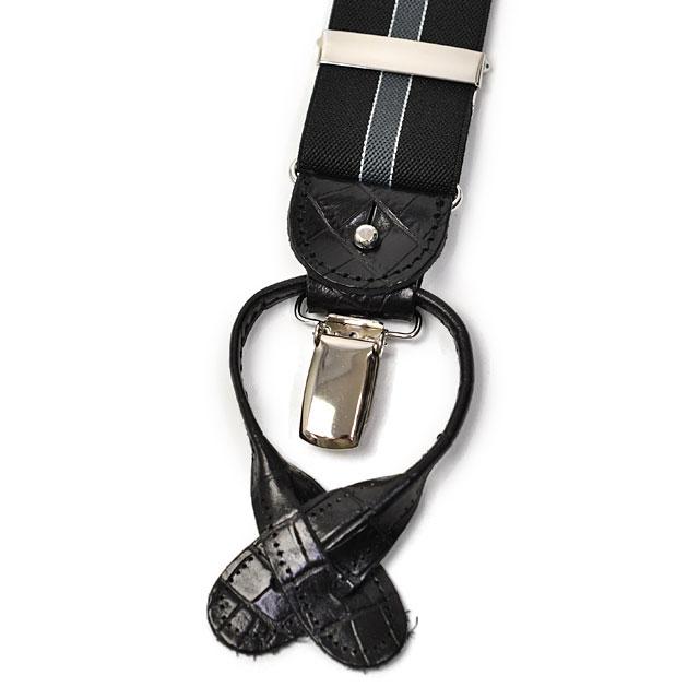 ALBERT THURSTON【アルバートサーストン】サスペンダー/ブレイシス 35MM 2202 146 46A クロコ型押し ストライプ ブラック | albert thurston | 04