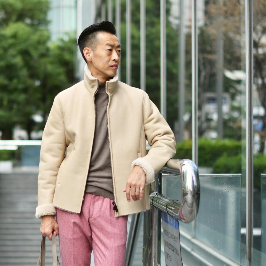 美品ALTACRUNA ベージュ ラムレザージャケット48