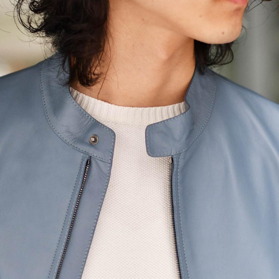 【FINAL SALE 返品交換不可】ALTACRUNA【アルタクルナ】シングルライダース P2302 83359 0415 ラムレザー サックスブルーの画像