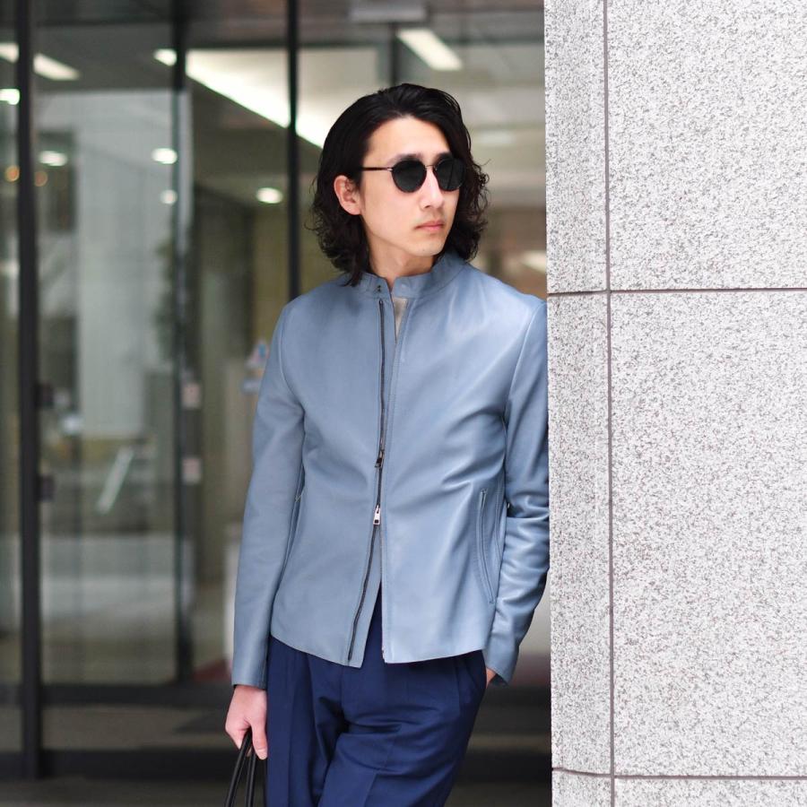 【FINAL SALE 返品交換不可】ALTACRUNA【アルタクルナ】シングルライダース P2302 83359 0415 ラムレザー サックスブルーの画像