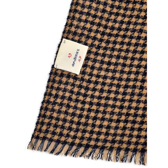 19 ANDREA'S 47【アンドレアズ】ストール ERIK 7719 TOFFEE カシミヤ 千鳥 ブラウン×ネイビー | 19 andrea's 47 | 02