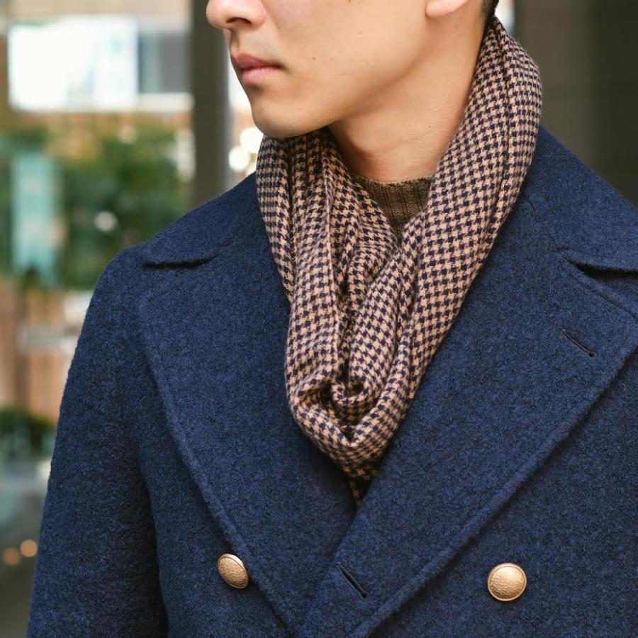 19 ANDREA'S 47【アンドレアズ】ストール ERIK 7719 TOFFEE カシミヤ 千鳥 ブラウン×ネイビー | 19 andrea's 47 | 03