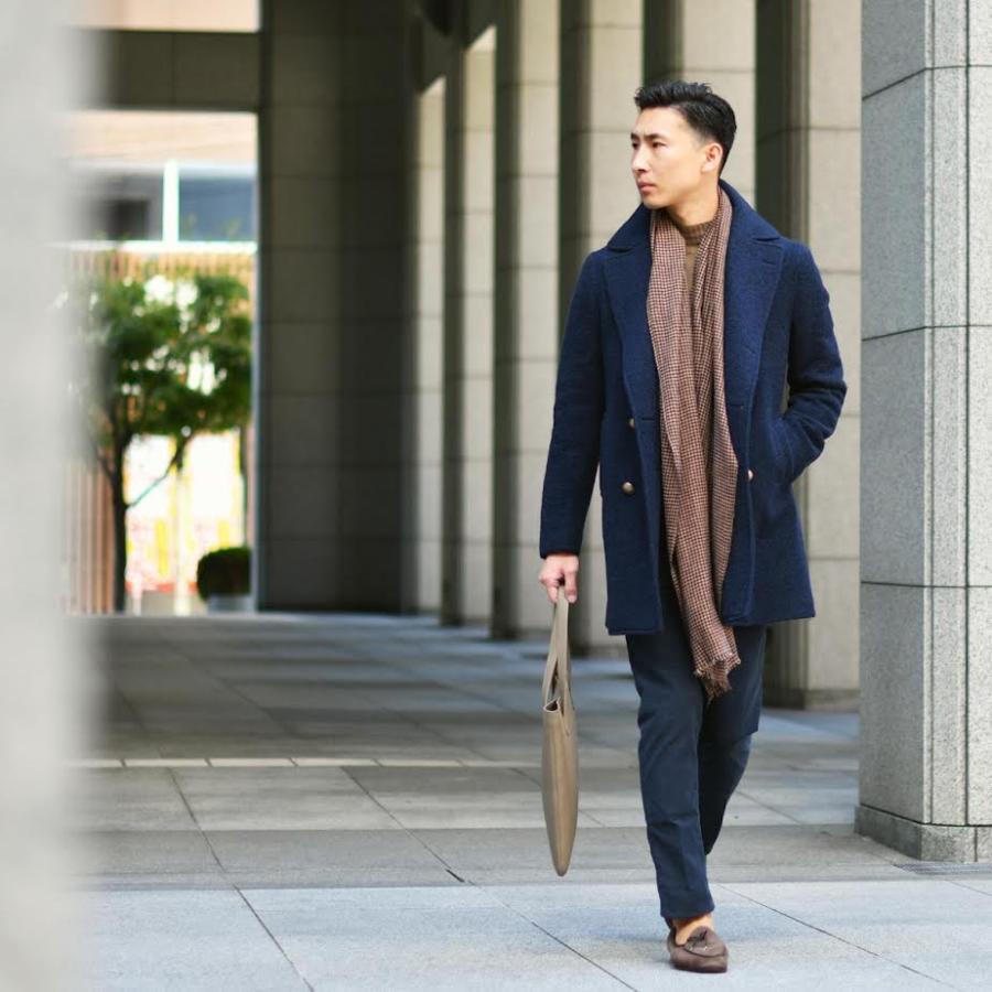 19 ANDREA'S 47【アンドレアズ】ストール ERIK 7719 TOFFEE カシミヤ 千鳥 ブラウン×ネイビー | 19 andrea's 47 | 04