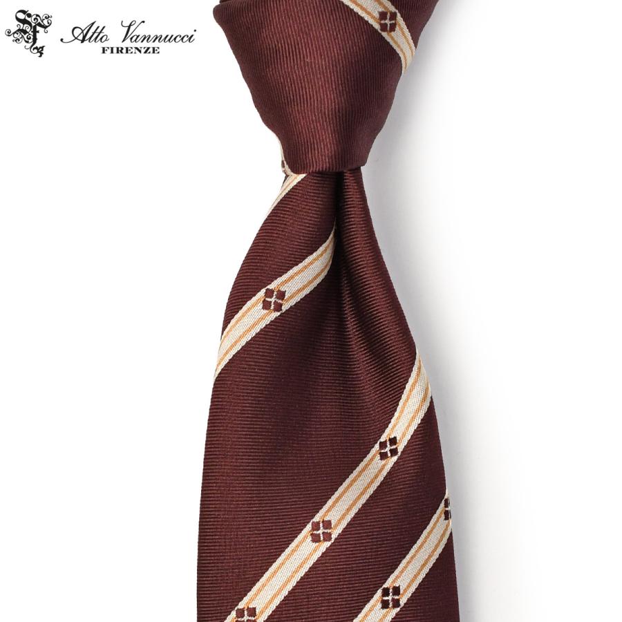 Atto Vannucci【アットヴァンヌッチ】ネクタイ 30258 セッテピエゲ シルク ストライプ ボルドー | Atto Vannucci