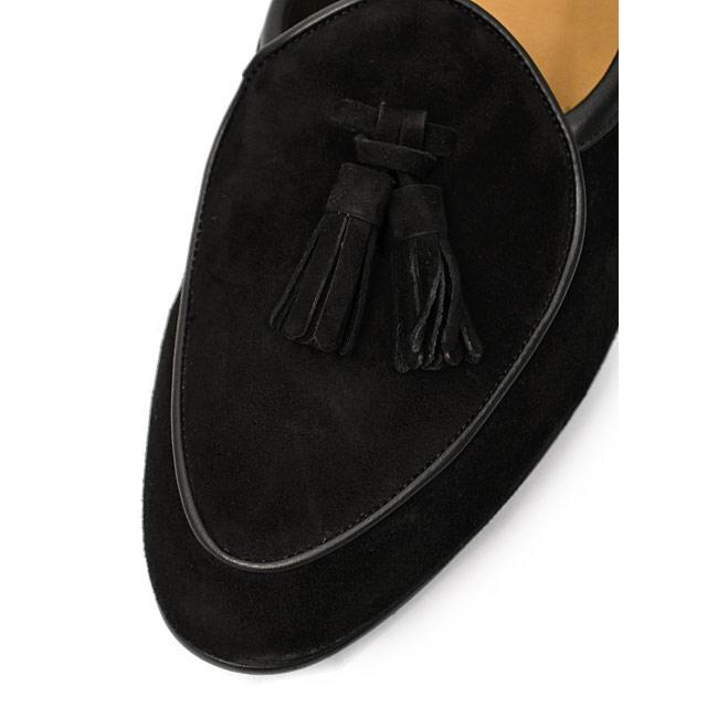 Baudoin&Lange【ボードゥイン&ランジ】Sagan Classic Tassel タッセルローファー アステリアスエード ブラックの画像