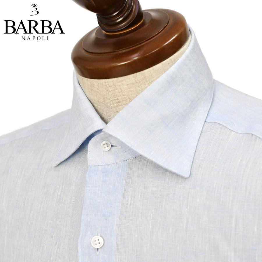 BARBA【バルバ】セミワイドカラーシャツ DENDY 47067 2 リネン サックス | BARBA